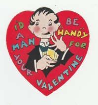 Vintage Valentine Card Handy Man Servant 1920&#39;s Die-Cut Unique - $7.91