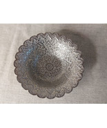 Pretty Silver Metal Floral Design Dish - $23.62