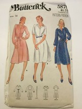 Butterick Sewing Pattern 5879 Misses Dress Flared Skirt Pointed Collar Sz 14 UC - £4.69 GBP