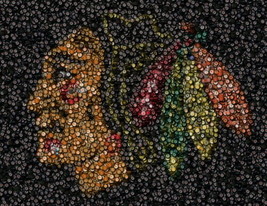 Incredible Chicago Blackhawks Hockey Puck mosaic print - £8.99 GBP