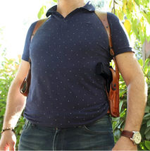 Fits H&K P30 9/40 3.85”BBL Leather Shoulder Holster Double Mag Case #1027# RH image 4
