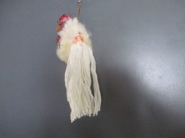 Santa Claus Head Hanging X-Mas Ornament Plastic Face String Beard 9&quot; Vin... - $15.59 CAD