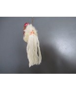 Santa Claus Head Hanging X-Mas Ornament Plastic Face String Beard 9&quot; Vin... - $15.52 CAD