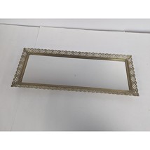 Vintage Mirrored Vanity Dresser Tray Gold Filigree Ornate Metal Frame 19... - $34.97