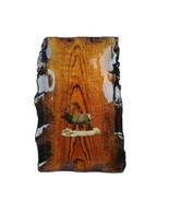 Hand-Painted Elk Caribou Northwoods Shellac Wood Split Log Cabin Decor R... - £22.62 GBP