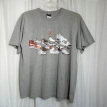 Vintage NIKE AIR JORDAN Sneaker History I XX 2003 Graphic T-Shirt Gray T... - £97.97 GBP