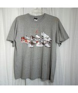 Vintage NIKE AIR JORDAN Sneaker History I XX 2003 Graphic T-Shirt Gray T... - $164.21 CAD