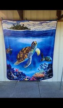 Sea Turtles Turtle Oc EAN Island Fish Starfish Queen Size Blanket Bedspread - £48.88 GBP