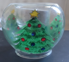 Tea Light Candle Holder Glass Christmas Trees Open Inside Tabletop Holid... - $7.99