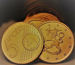 Gem Unc Roll (40) Finland 2002 5 Euro Cent Coins~Rampant Lion~790K Minted~Fr/Shi - £24.68 GBP