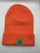 Genuine Carhartt A18 Men&#39;s Acrylic Ribbed Knit Watch Hat - Electric Coral Beanie - £15.68 GBP