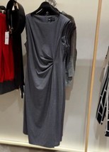 ZARA BNWT 2024. ANTHRACITE GREY MIDI DRESS PLEATED WAIST. 6962/231 - £50.01 GBP