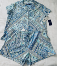 Lauren Ralph Lauren Women’s XL Pajama Set Blue Paisley Shorts And Top Shirt NWT - £32.91 GBP