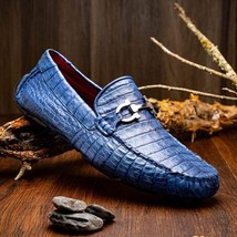Parma Genuine Caiman Belly Slip On Loafers Blue Jeans image 7
