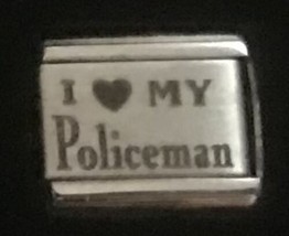 I Heart Love My Policeman Laser Italian Charm Link 9MM K47 - £9.48 GBP