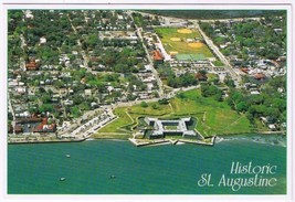 Postcard Aerial View Historic St Augustine Florida Castillo San Marco - £2.32 GBP
