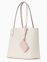 Kate Spade Ava Reversible White Leather Tote + Pouch Parchment K6052 NWT $359 FS - £102.86 GBP