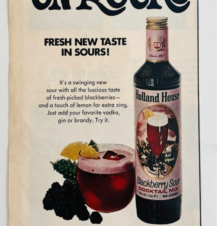 1968 Holland House Cocktail Mix Advertisement Blackberry Sour Vintage DW... - $19.99