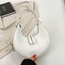 Half Moon Handbags  Bag Fashion Wrist Handbag PU Leather Solid Color Elegant Exq - £54.41 GBP