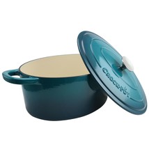Crock Pot Artisan 7 Quart Enameled Cast Iron Oval Dutch Oven in Teal Ombre - $2,823.78 MXN