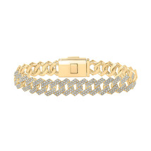 10kt Yellow Gold Mens Round Diamond 8.5-inch Square Cuban Bracelet 10-1/2 Cttw - £10,184.59 GBP
