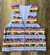 Handmade Women’s Cotton Quilted Multi-colored  Printed Vest W/Jute EUC - $33.66