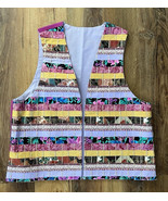Handmade Women’s Cotton Quilted Multi-colored  Printed Vest W/Jute EUC - $33.66