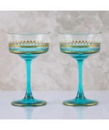 Crystal Coupe Champagne/Cocktail Glasses - Turquoise set/2 - $148.50
