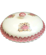 PIE DISH COVERED PLATE STONEWARE SPONGEWARE TRIM COVER WITH TEDDY BEARS - £15.60 GBP