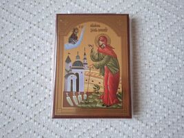 Handmade Icon of Saint Xenia of Petrograd on Wood (10cm x 8cm) - $17.99