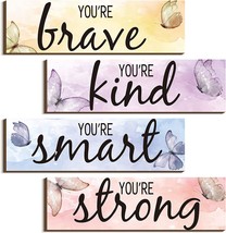 4 Pieces Butterfly Inspirational Quote Wooden Sign Wall Decor  - £19.28 GBP