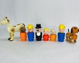 Lot of 8 Fisher Price Little People Figures Vintage Plastic Base Dog Cow... - £12.81 GBP