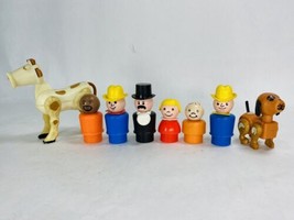 Lot of 8 Fisher Price Little People Figures Vintage Plastic Base Dog Cow Baby - $15.99