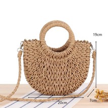 Gusure Handmade Half-Round Rattan Woven Straw Crossbody Bag Summer Beach Women M - £20.83 GBP