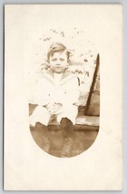 RPPC Cute Little Boy Seated for Portrait Masked Photo c1910 Postcard H30 - £6.69 GBP