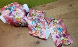 Naugahyde Pink Metallic 3.5&quot; Embroidered Vintage 60s 70s Trim Boho Flower Power - $168.29