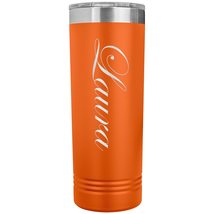 Laura - 22oz Insulated Skinny Tumbler Personalized Name - Orange - £25.84 GBP