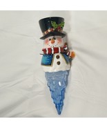 Solar Snowsicle Hanging Snowman Light - Christmas Winter Holiday Ceramic... - £25.59 GBP