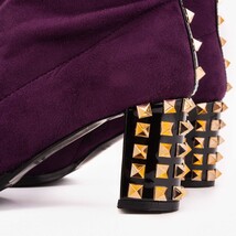 The Amethyst Studded Deep Purple Suede Leather Women’s Boot image 5