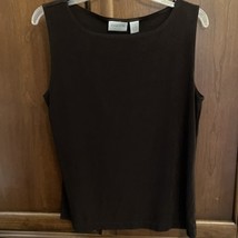 Chicos Travelers Tank Top Size 2 Large Brown USA Wide Neck Stretch Comfort - €13,67 EUR