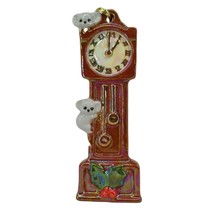 Hand Painted Luster Grandfather Clock Mouse Ceramic Hanging Ornament Vintage 4&quot; - £13.22 GBP
