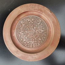 Old Antique Mexico Maya Aztec Calendar Copper Plate Plaque Wall Hanging Art - £20.69 GBP