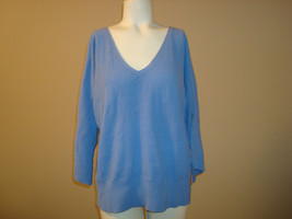 EMMA JAMES XL Blue 3/4 Sleeve V-Neck Dolman Sleeves Top EUC - $17.81