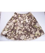 BANANA REPUBLIC Brown Beige Fringe Hem Floral Silk A-Line Skirt Size 6 N... - £23.58 GBP