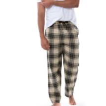 IZOD Men&#39;s Flannel Pajama Lounge Pants XX-LARGE Beige Black Plaid New - £20.95 GBP