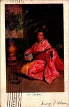 Mizru Yashida Painting The Solo Japanese Woman w Guitar 1909 UDB Postcard - £3.91 GBP