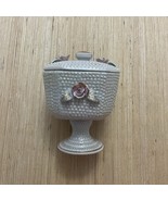 Vintage Ceramic Hobnail Raised Bumps Gray Candy Trinket Pedestal Dish - $20.51 CAD