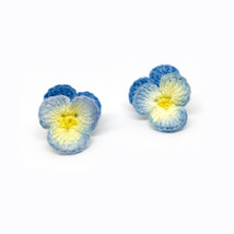 Handmade Pansy Elegant Flower Stud Earrings Kids Post Brand New - £13.44 GBP