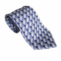 Emanuel Ungaro Vintage 90s Blue Circle Print Silk Tie - £41.10 GBP