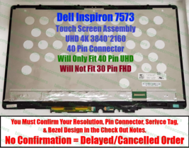 15.6&quot; 4K LCD Touch Screen LQ156D1JW37 Frame assembly Dell Inspiron 15 7573 UHD - $168.30